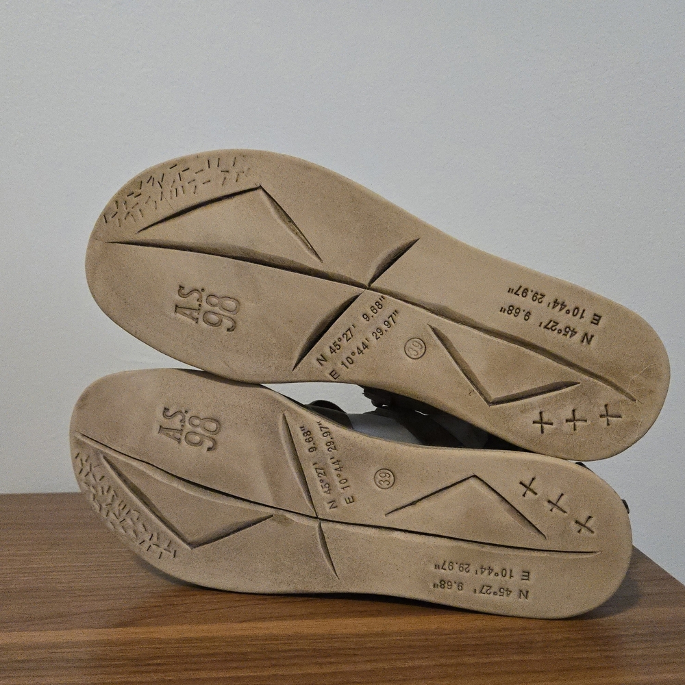 A.S.98 Jungle Green Strappy Zip Leather Sandals - Picture 6 of 6